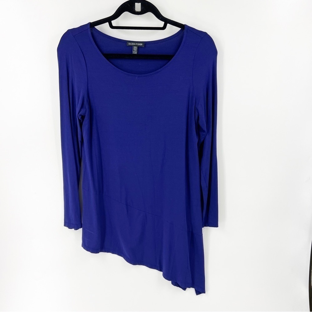 ✅ EILEEN FISHER ASYMMETRICAL LONG‎ SLEEVE TOP SIZE SMALL PETITE VISCOSE/SPANDEX